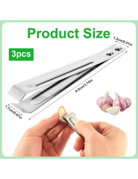 3 Piezas Pelador de Ajo Acero Inoxidable NQEUEPN