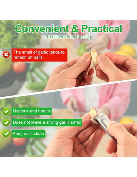 3 Piezas Pelador de Ajo Acero Inoxidable NQEUEPN