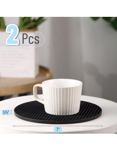 Tapetes de Silicona BTaT para Trivets - 2 Piezas Redondas Negras 2