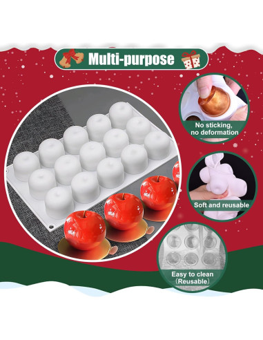 Molde de Silicona Manzana SIQINZONGWA 15 Cavidades 3D