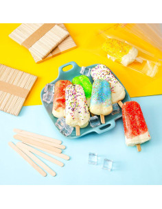 Boao Set 200 Piezas Palitos y Bolsas de Helado 21x8 cm 2