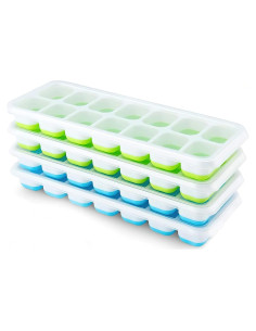 Bandejas de Hielo Airabc 4 Pack Silicona 56 Cubos Apilables