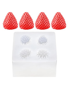 Molde de Silicona Fresa 4 Cavidades FdcLixuvol 12x10x3.5 cm