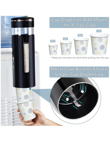 Dispensador de Tazas Montado en Pared MYITYARD Negro 27,4 cm