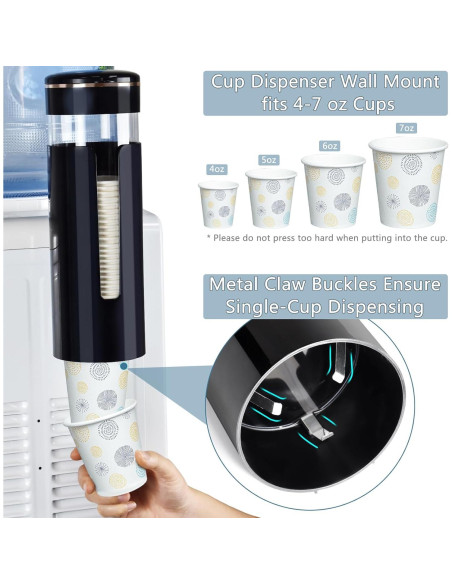 Dispensador de Tazas Montado en Pared MYITYARD Negro 27,4 cm
