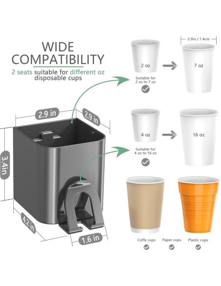 Dispensador de Tazas TOWARDFUN 2 Asientos Gris Oscuro