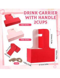 Paquete de 50 portavasos con asa MotiMind 2 tazas kraft 2