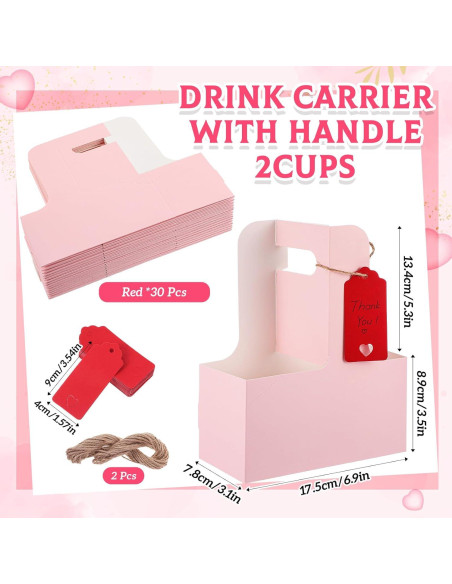 30 Soportes para Tazas Rosa MotiMind con Asa de Papel