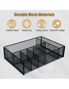 Caddy de Utensilios de Metal DysanVica Negro 6 Compartimentos 2