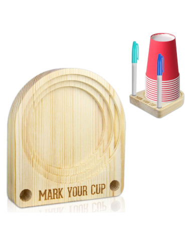 Soporte de Madera para Vasos Gfdoso con Marcador 12.7x11.18cm