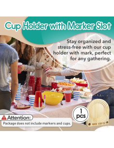 Soporte de Madera para Vasos Gfdoso con Marcador 12.7x11.18cm 2