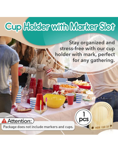 Soporte de Madera para Vasos Gfdoso con Marcador 12.7x11.18cm