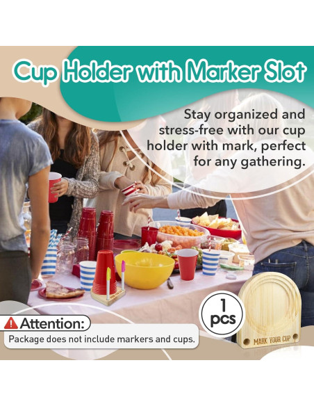 Soporte de Madera para Vasos Gfdoso con Marcador 12.7x11.18cm