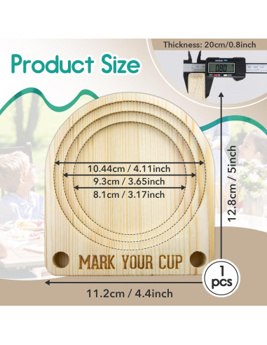 Soporte de Madera para Vasos Gfdoso con Marcador 12.7x11.18cm