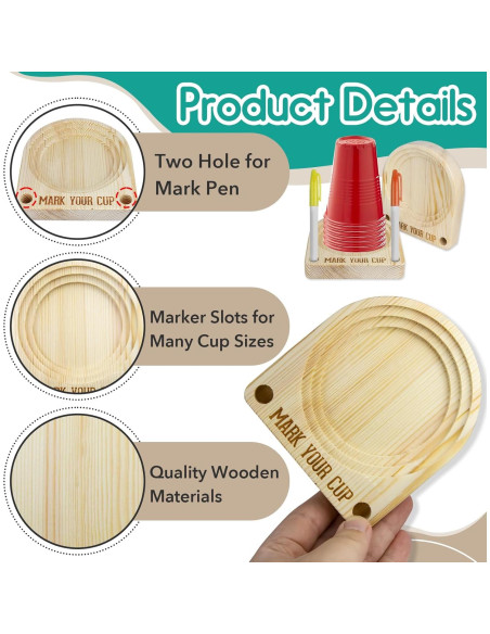 Soporte de Madera para Vasos Gfdoso con Marcador 12.7x11.18cm