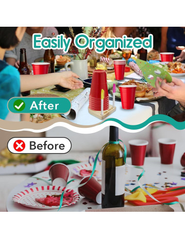 Soporte de Madera para Vasos Gfdoso con Marcador 12.7x11.18cm