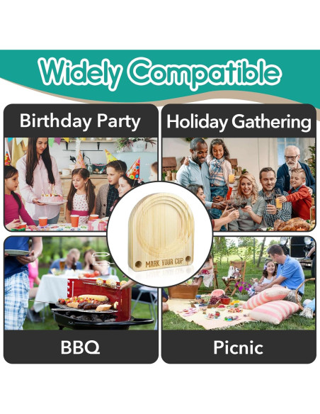 Soporte de Madera para Vasos Gfdoso con Marcador 12.7x11.18cm
