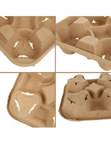Bandeja para 4 Tazas ACXFOND 40 Pcs Biodegradable Marrón