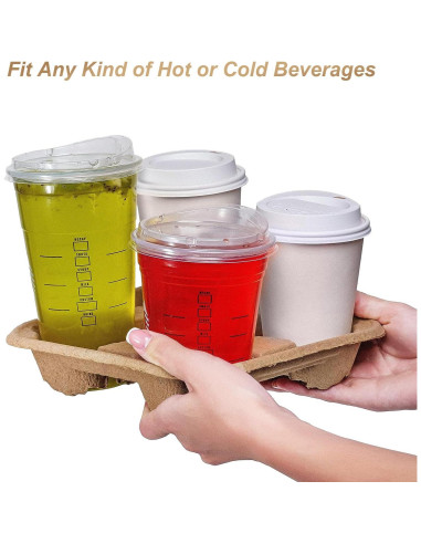 Bandeja para 4 Tazas ACXFOND 40 Pcs Biodegradable Marrón