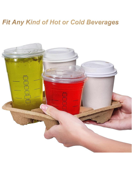 Bandeja para 4 Tazas ACXFOND 40 Pcs Biodegradable Marrón