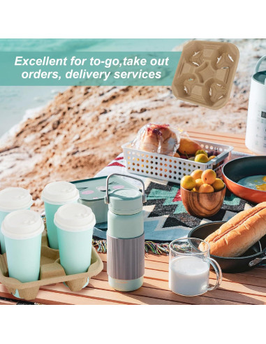 Bandeja para 4 Tazas ACXFOND 40 Pcs Biodegradable Marrón