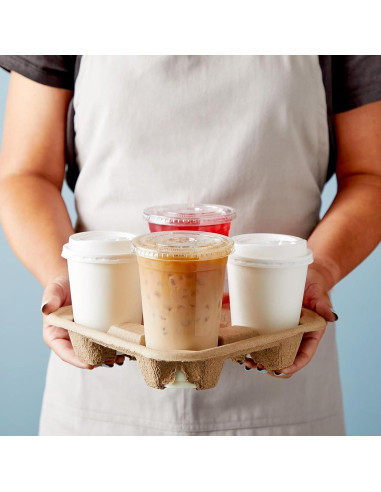 Bandeja para 4 Tazas ACXFOND 40 Pcs Biodegradable Marrón