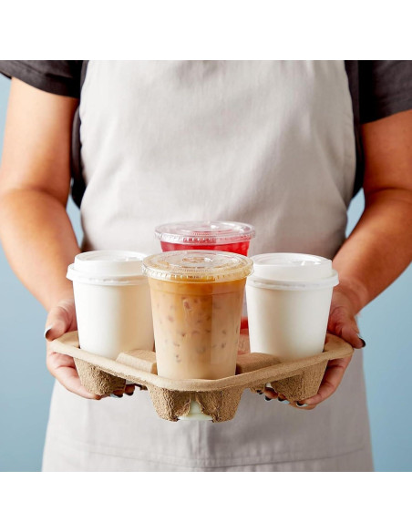 Bandeja para 4 Tazas ACXFOND 40 Pcs Biodegradable Marrón