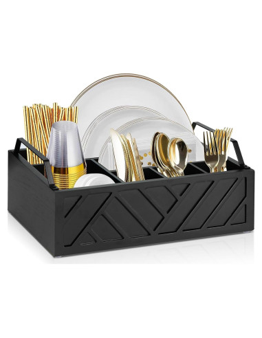 Dispensador de Platos de Papel Ukonvi Negro 24x10 cm