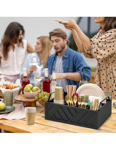 Dispensador de Platos de Papel Ukonvi Negro 24x10 cm