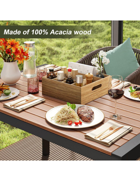 Caddy de Utensilios de Madera de Acacia Aofure 26,5x28 cm