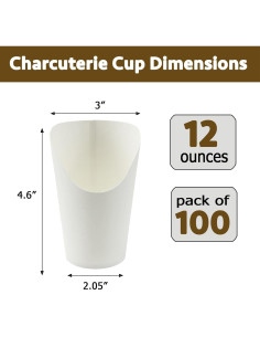 Vasos Desechables para Papas Fritas CAMKYDE 100 Pcs 12oz 2
