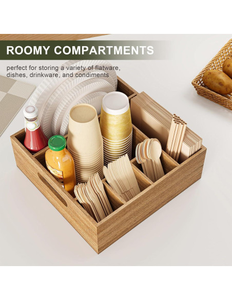 Caddy de Utensilios de Madera de Acacia Aofure 26,5x28 cm