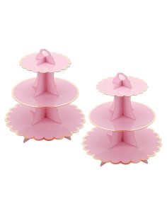 Soporte para Cupcakes Rosa MRPAPA 3 Niveles 2PCS