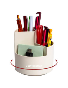 Soporte giratorio para lápices EDENMS 3 compartimentos Blanco