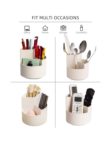 Soporte giratorio para lápices EDENMS 3 compartimentos Blanco