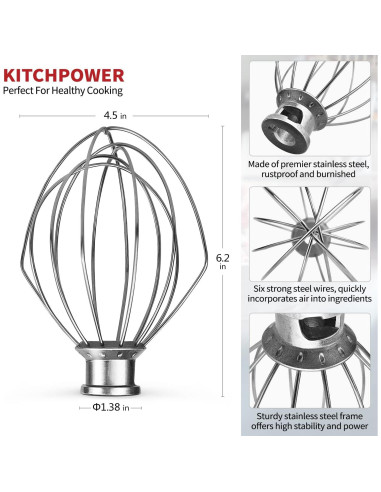 Batidor de Alambre KITCHPOWER K45WW Acero Inoxidable 15cm