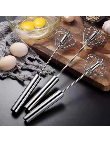 Batidor de huevos semiautomático Fnoko 25,4/30,5/35,6 cm acero