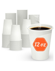 200 Tazas de Papel Desechables 12 oz Dealusy - A Prueba de Fugas
