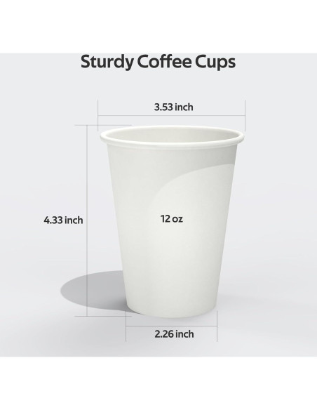 200 Tazas de Papel Desechables 12 oz Dealusy - A Prueba de Fugas