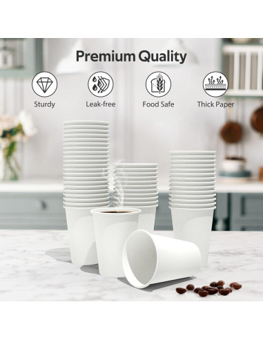 200 Tazas de Papel Desechables 12 oz Dealusy - A Prueba de Fugas