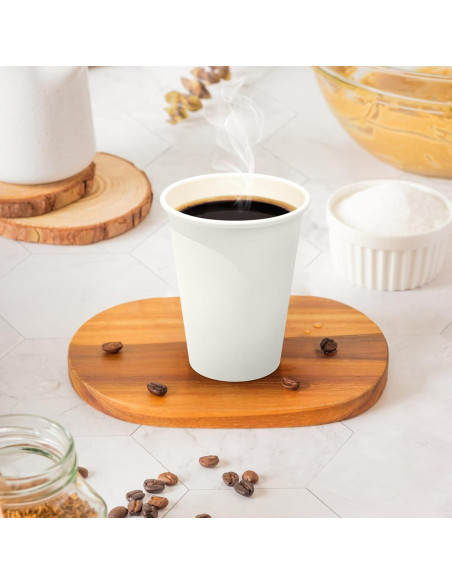 200 Tazas de Papel Desechables 12 oz Dealusy - A Prueba de Fugas