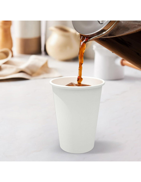 200 Tazas de Papel Desechables 12 oz Dealusy - A Prueba de Fugas
