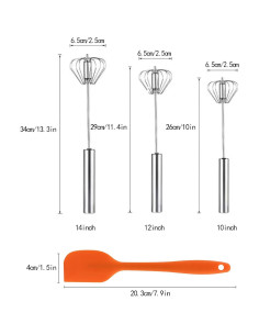 Batidores de Huevo Manual Xxshcdz 3 Piezas 25-35 cm 2