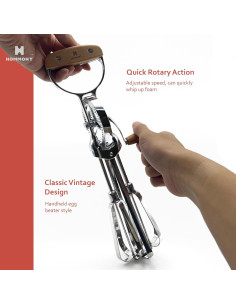 Batidor de Huevos Manual Hommony de Madera 30,5 cm Vintage 2