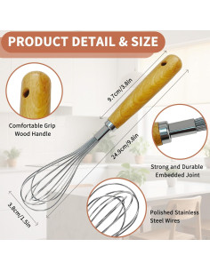 Batidores de Alambre MCSDFN - Acero Inoxidable y Madera 2