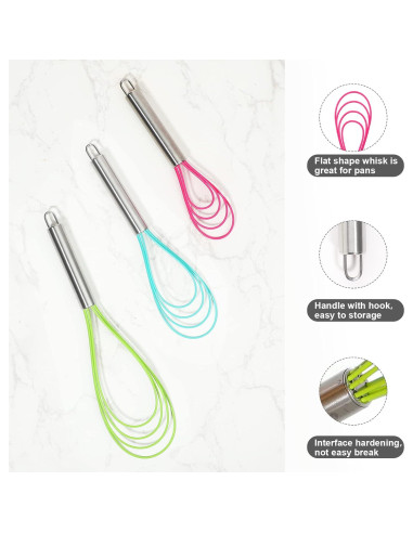 Juego de 3 Batidores Planos de Silicona Webake - Resistente al Calor