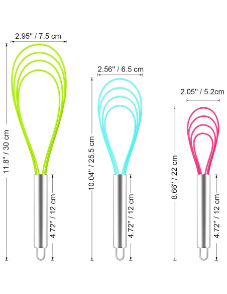 Juego de 3 Batidores Planos de Silicona Webake - Resistente al Calor