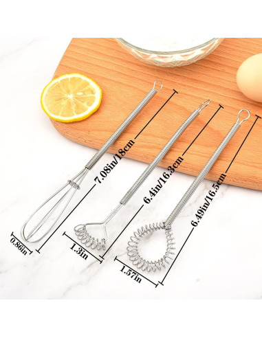 Juego de 6 Mini Batidores Ainvhh Acero Inoxidable 18 cm