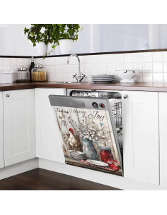 Cubierta Magnética para Lavavajillas Gallo Floral 58x66 cm 2