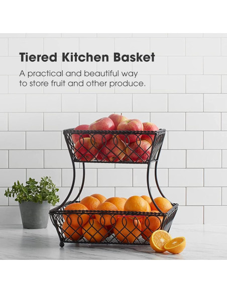 Cesta Redonda de Metal 2 Niveles Gourmet Basics Mikasa 35.56 cm Cesta Redonda de Metal 2 Niveles Gourmet Basics Mikasa 35.56 cm